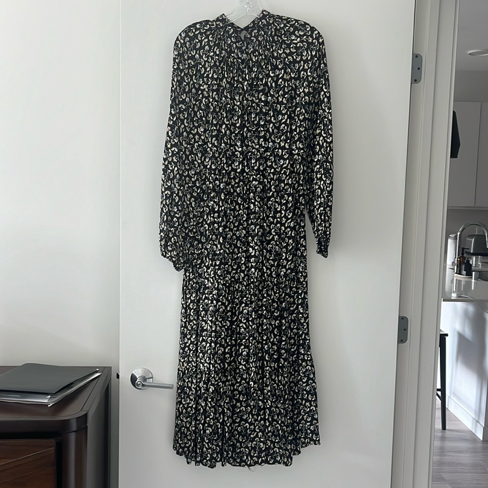 Zara Black and Cream Floral Maxi Dress